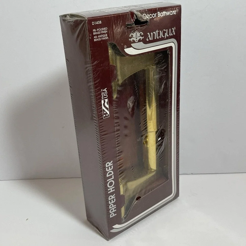 Decor Bathware Antigua Paper Holder D1408 Polished Brass Finish NOS Made USA MCM